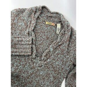 Stamp 10 Womens Brown Blue Marled Wool Blend Chunky Cowl Neck‎ Sweater Medium